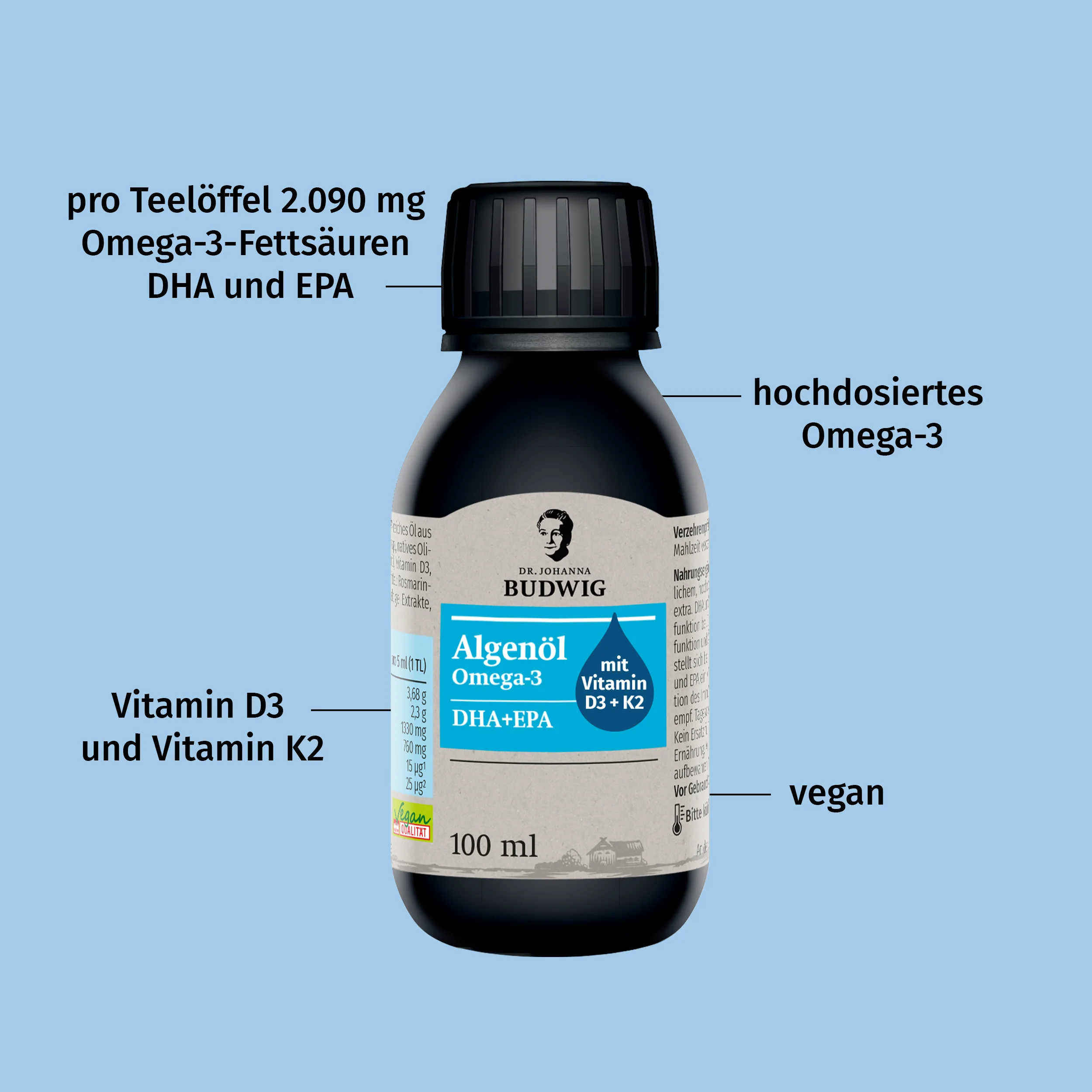 Omega-3 Algenöl Pur mit Vitamin D3 & K2 - Image 3